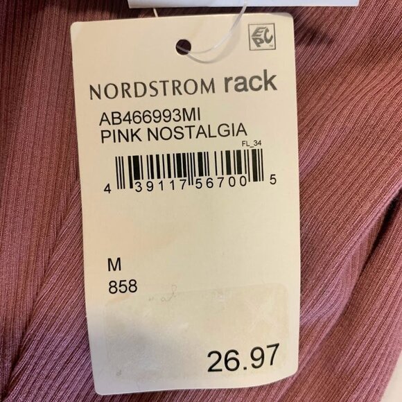 Nordstrom Abound Women's Square Neck Long Sleeve Top in Pink Nostalgia SZ M NWT - Picture 6 of 11